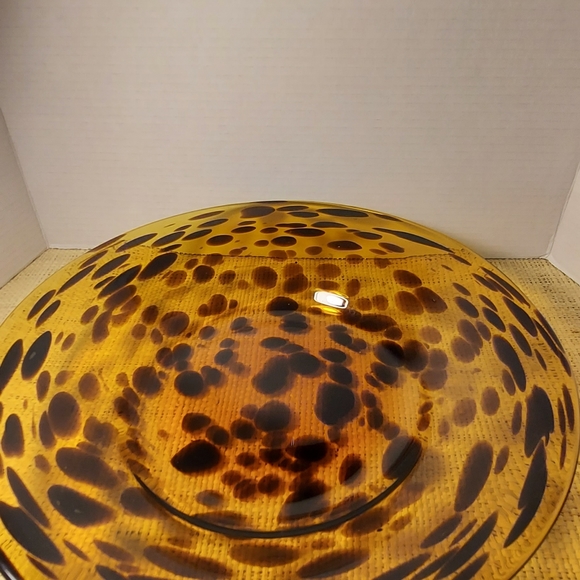 Large Black/Amber Murano Style Blown Glass Bowel - Picture 2 of 3